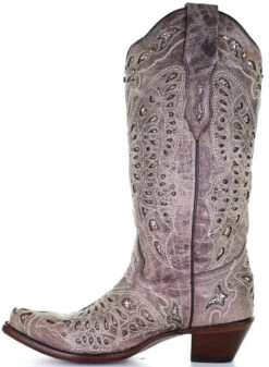 Corral Boots Corral Ladies Light Brown Glitter Butterfly Inlay & Embr. & Studs - A4088