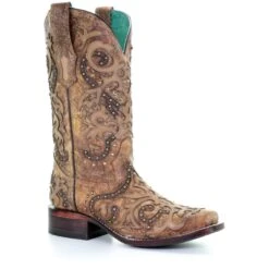 Corral Boots Women’s Corral Western Boots Brown Inlay Handcrafted