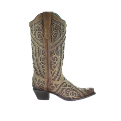 Corral Boots Corral Ladies Straw Brown Studded Boot W/ Bronze & Black Laser Inlay E1620 10 Corral Boots Corral Ladies Straw Brown Studded Boot W/ Bronze & Black Laser Inlay E1620 -Corral Boots Store 1620c