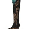 Corral Boots Ld Black Suede Embroidery J Toe Tall Top - A4404
