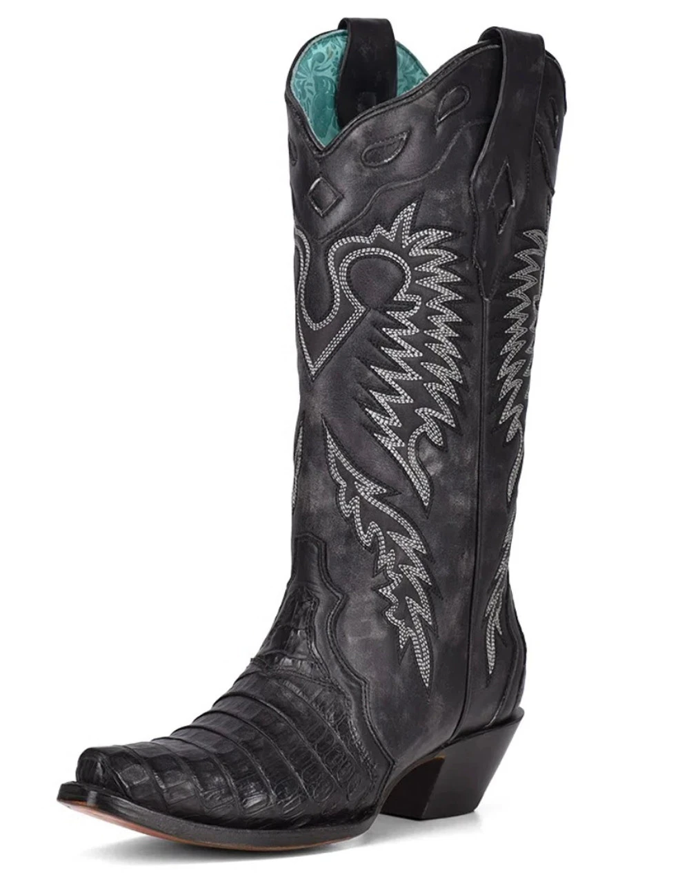 Corral Boots Lds Black Caiman Embroidery - A4183 3 Corral Boots Lds Black Caiman Embroidery - A4183