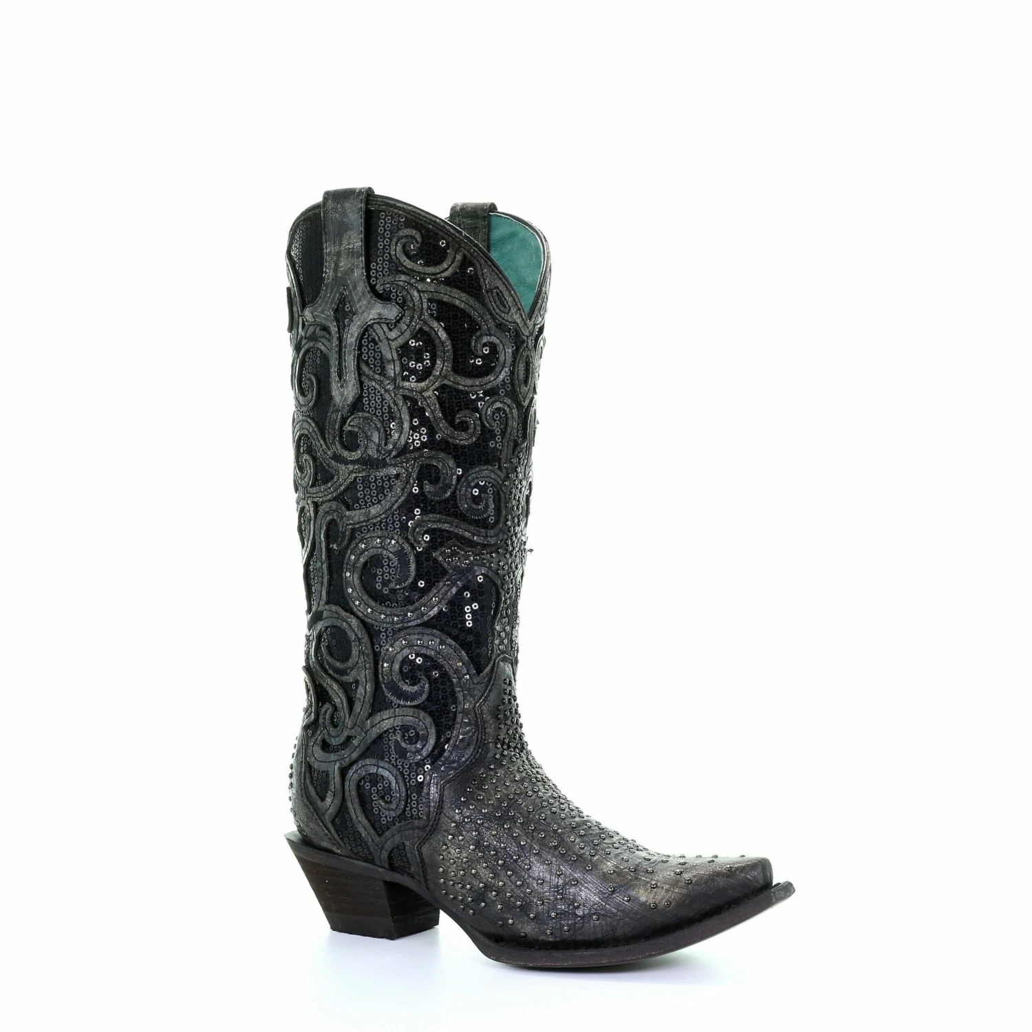 Corral Boots Women’s Corral Western Boots Black Overlay Full Studs Handcrafted 8 Corral Boots Women’s Corral Western Boots Black Overlay Full Studs Handcrafted - Image 6