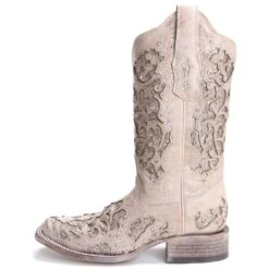 Corral Boots Corral Ladies Eliza White Glitter Inlay & Crystals Wedding Boot A3397 -Corral Boots Store 88215 corral womens boots a3397 white 2