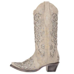 Corral Boots Corral Ladies Martina White Glitter Inlay Crystals Wedding Boots A3322 -Corral Boots Store A3322 1