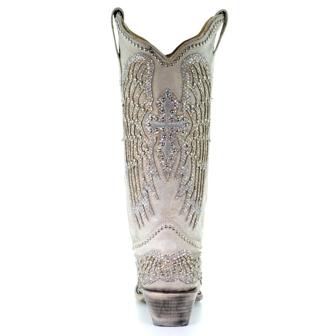 Corral Boots Corral Ladies Angela White Glitter Wing & Cross Studded Boots A3571 5 Corral Boots Corral Ladies Angela White Glitter Wing & Cross Studded Boots A3571 - Image 3