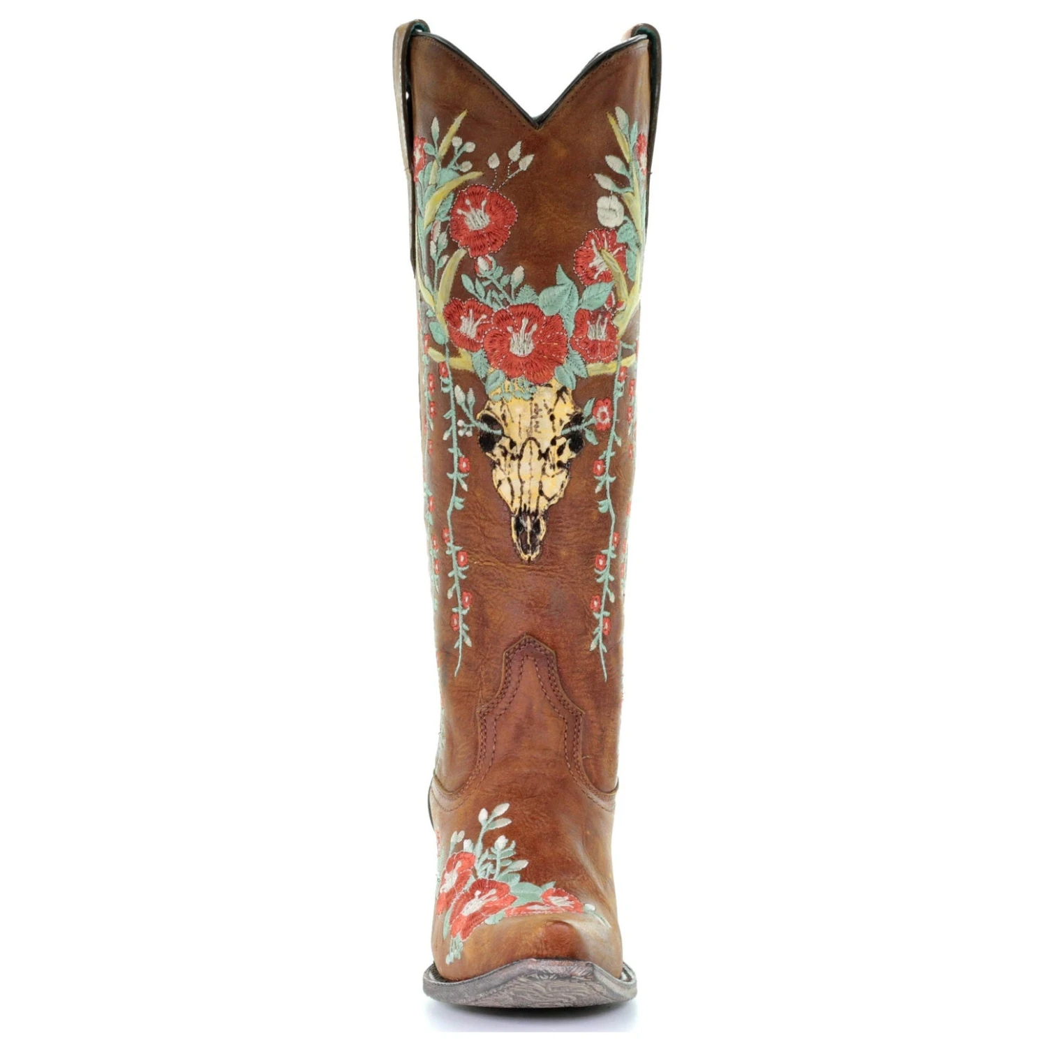 Corral Boots Corral Ladies Juliet Tan Deer Skull Floral Embroidery Boots A3620 8 Corral Boots Corral Ladies Juliet Tan Deer Skull Floral Embroidery Boots A3620 - Image 6