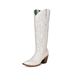 Corral Boots Lds Pure White Matching Stitch Pattern & Inlay Snip Toe - Z5074