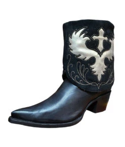 Corral Boots Lds Black/Silver Lamb Inlay Wing & Cross & Embr. Ankle Boot - C3930