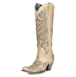 Corral Boots Lds Beige Dst Glitter Inlay & Emb/Stds/Crystl Boot - A4345