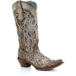 Corral Boots Women’s Corral Glitter Inlay Western Boots Handcrafted Brown