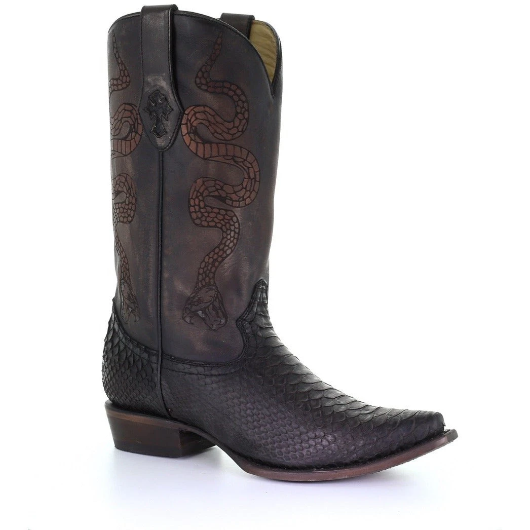 Corral Boots Men's Corral Python Exotic Boots Handcrafted Black 3 Corral Boots Men's Corral Python Exotic Boots Handcrafted Black