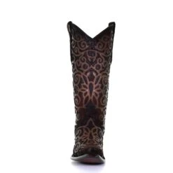 Corral Boots Corral Ladies Chocolate Lamb Overlay With Embroidery Boots C3744 -Corral Boots Store C3744 ALTA04