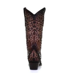 Corral Boots Corral Ladies Chocolate Lamb Overlay With Embroidery Boots C3744 -Corral Boots Store C3744 ALTA10