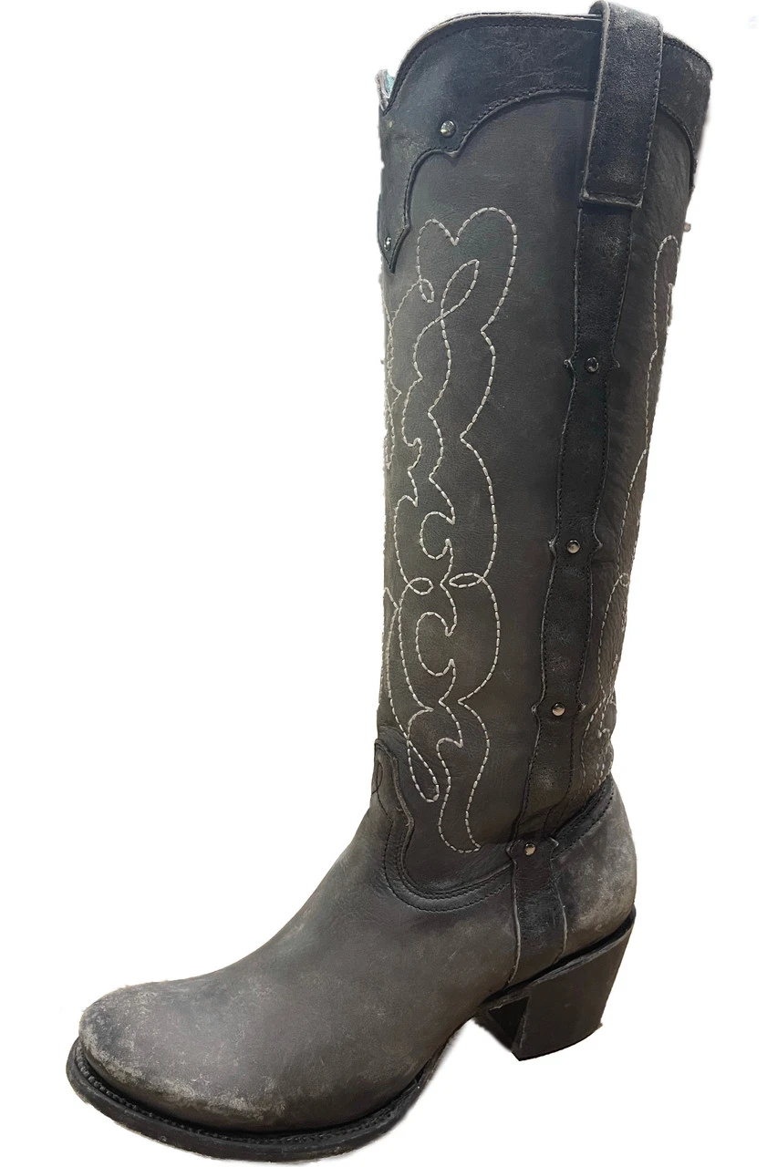 Corral Boots Lds Black Embr. & Studs Tall Top Round Toe - C3791 3 Corral Boots Lds Black Embr. & Studs Tall Top Round Toe - C3791