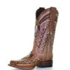 Corral Boots Ladies Corral Sand Cowhide Embroidery SQ Toe -L2017