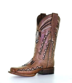 Corral Boots Ladies Corral Sand Cowhide Embroidery SQ Toe -L2017