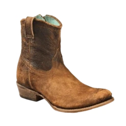 Corral Boots Corral Ladies Eudora Chocolate-Tan Lamb Abstract Shortie Boots C1064