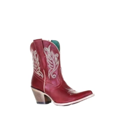 Corral Boots Corral Ladies Red Embroidered Zip Up Ankle Boots E1667