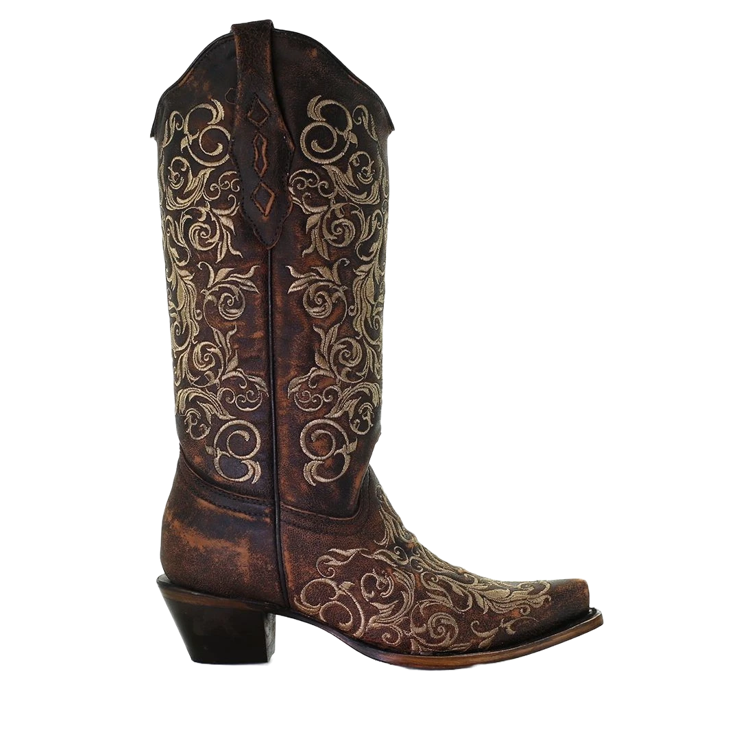 Corral Boots Corral Ladies Honey Brown Floral Snip Toe Western Boots Z5016 4 Corral Boots Corral Ladies Honey Brown Floral Snip Toe Western Boots Z5016 - Image 2