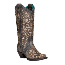 Corral Boots Corral Ladies Studs & Crystals With Black Inlay Boots A4231