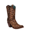Corral Boots Corral Ladies Leopard Print & Woven Ankle Brown Western Boots A4245