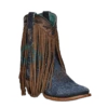 Corral Boots Corral Ladies Fringe Ankle Brown & Denim Overlay Pointed Toe Boots Z5154
