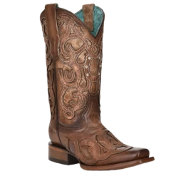 Corral Boots Corral® Ladies Horseshoe & Crystal Embroidered Brown Snip Toe Boots Z5136