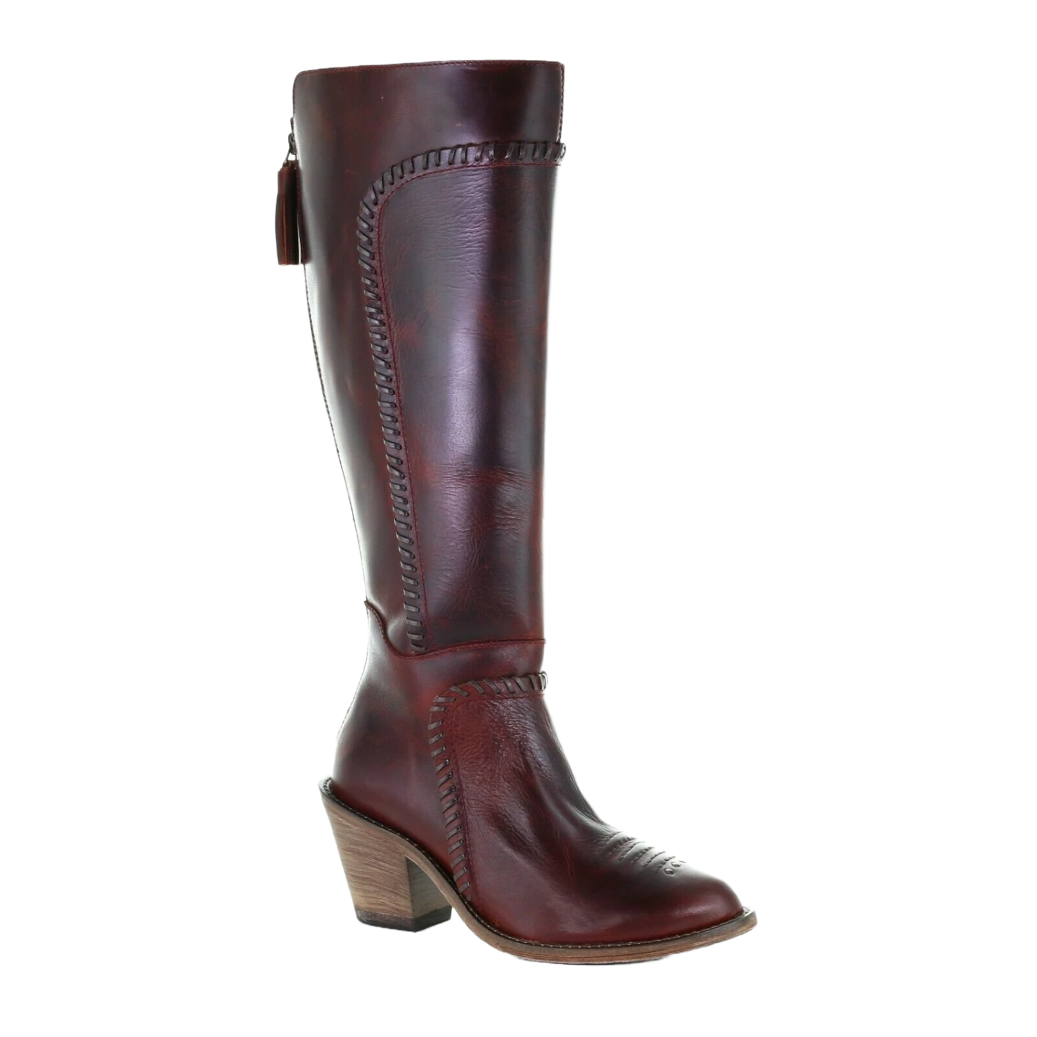 Corral Boots Corral Ladies Burgundy Woven & Zippered Leather Tall Top Boots F1198 3 Corral Boots Corral Ladies Burgundy Woven & Zippered Leather Tall Top Boots F1198