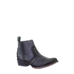 Corral Boots Corral Ladies Black Embroidery & Studs Round Toe Ankle Boots C3729