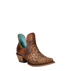 Corral Boots Corral Ladies Brown Leopard Print Inlay Ankle Bootie Z2001