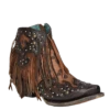 Corral Boots Corral® Ladies Fringed Honey Brown Leopard Print Booties A4280