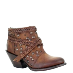 Corral Boots Corral Ladies Chocolate Harness & Studs Shortie Ankle Boots Z0060