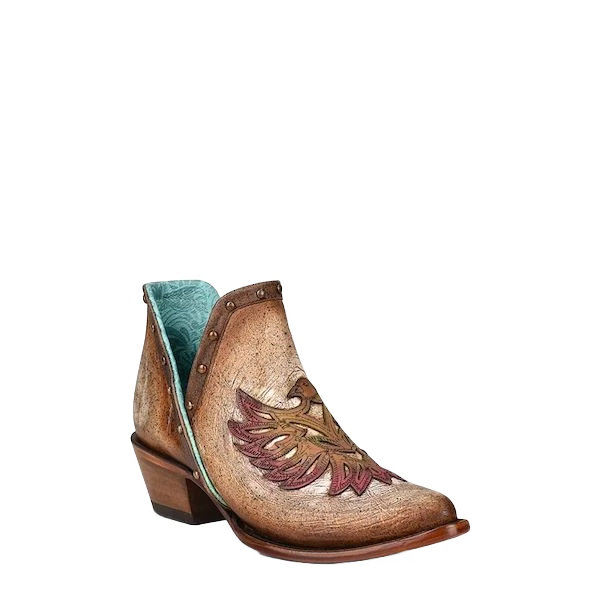 Corral Boots Corral Ladies Bird Overlay And Studded Brown J Toe Bootie Z2006 3 Corral Boots Corral Ladies Bird Overlay And Studded Brown J Toe Bootie Z2006