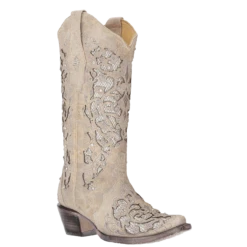 Corral Boots Corral Ladies Martina White Glitter Inlay Crystals Wedding Boots A3322