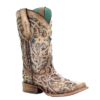 Corral Boots Corral Ladies Bone & Multicolor Inlay & Studs Square Toe Boots C3405