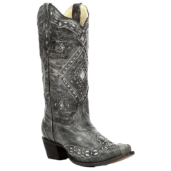Corral Boots Corral Ladies Brandy Grey Black& Silver Glitter Inlay Boots A2963