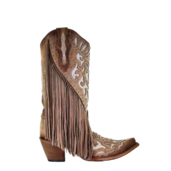Corral Boots Corral Ladies Saddle Brown Lamb Inlay Embroidery & Fringe Boots C3766 -Corral Boots Store Myproject 2023 05 15T110131.864