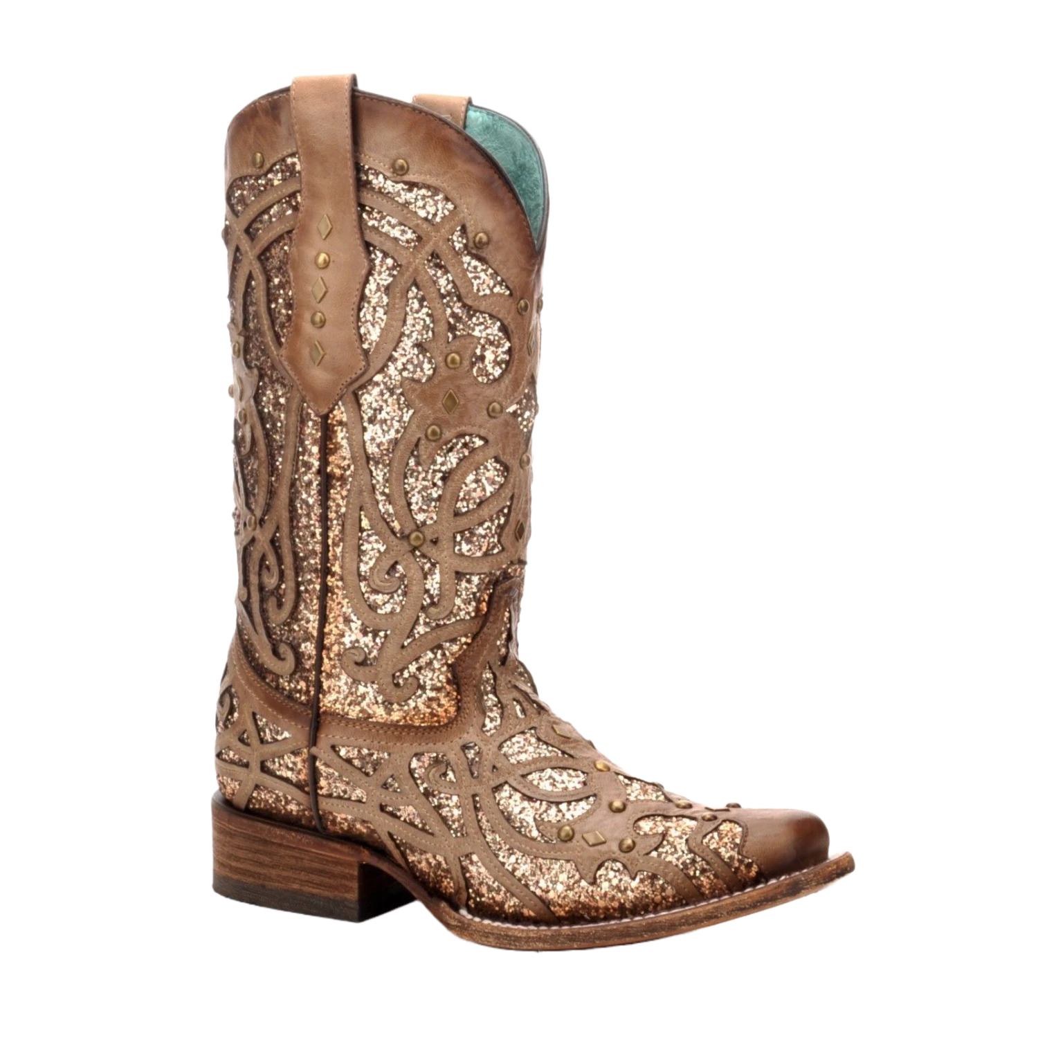 Corral Boots Corral Ladies Marsha Square Orix Glittered Inlay & Studs Boots C3275 3 Corral Boots Corral Ladies Marsha Square Orix Glittered Inlay & Studs Boots C3275
