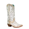 Corral Boots Corral Ladies White Glitter Inlay/Crystals Sniped Toe Boot C3434
