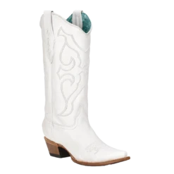 Corral Boots Corral® Youth Girl's White Embroidered Snip Toe Boots T0143