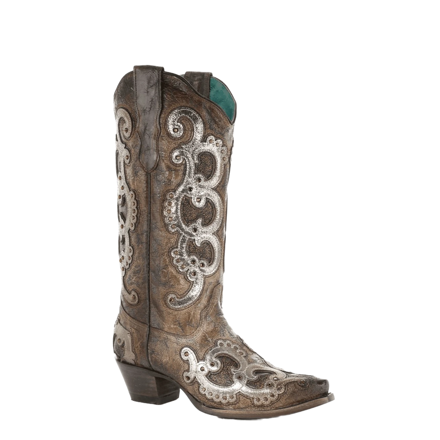 Corral Boots Corral Ladies Brown & Grey Overlay Embroidery & Studs Boots E1509 3 Corral Boots Corral Ladies Brown & Grey Overlay Embroidery & Studs Boots E1509