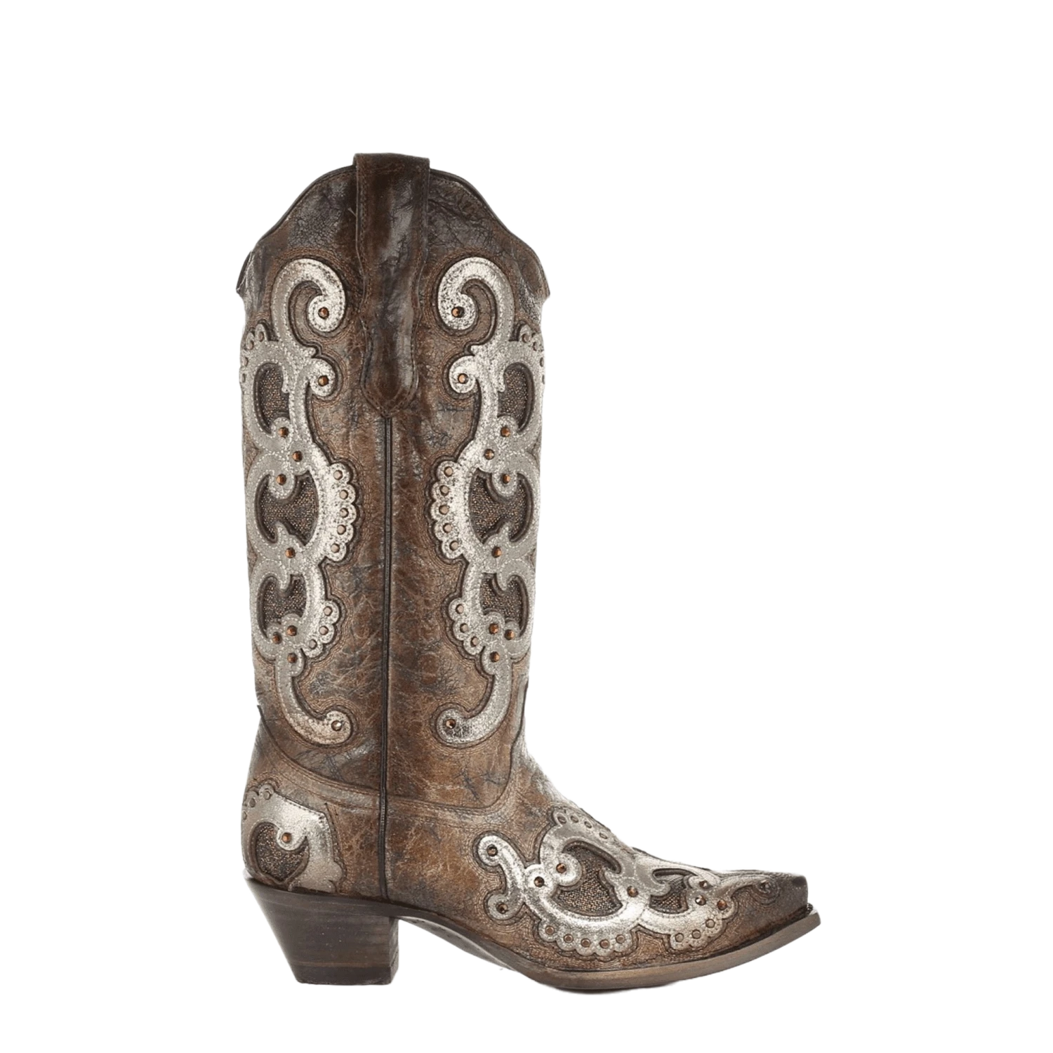 Corral Boots Corral Ladies Brown & Grey Overlay Embroidery & Studs Boots E1509 4 Corral Boots Corral Ladies Brown & Grey Overlay Embroidery & Studs Boots E1509 - Image 2