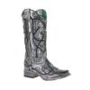 Corral Boots Corral Ladies Silver Overlay & Embroidery Square Toe Boots E1598