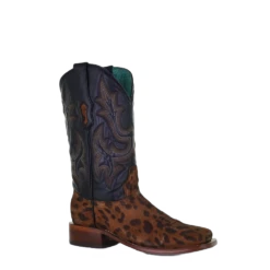 Corral Boots Corral Ladies Camel Leopard & Black Embroidery Square Toe Boots A4144