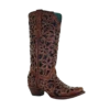 Corral Boots Corral Ladies Tan & Black Inlay, Embroidery & Stud Leather Boots A4083