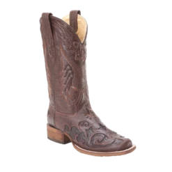 Corral Boots Corral® Ladies Chocolate Snake Inlay Brown Square Toe Boots A2404