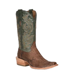Corral Boots Corral Men's Brown & Green Python Leather Square Toe Boots A4287