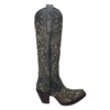 Corral Boots Corral® Ladies Embroidered Studded Inlay Distressed Black Snip Toe Boots A4344