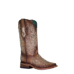 Corral Boots Corral Ladies Saddle Overlay & Embroidery Square Toe Boots C3772