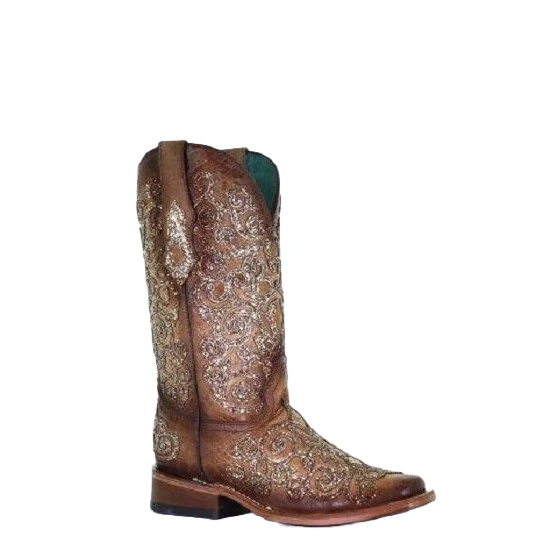 Corral Boots Corral Ladies Saddle Overlay & Embroidery Square Toe Boots C3772 3 Corral Boots Corral Ladies Saddle Overlay & Embroidery Square Toe Boots C3772